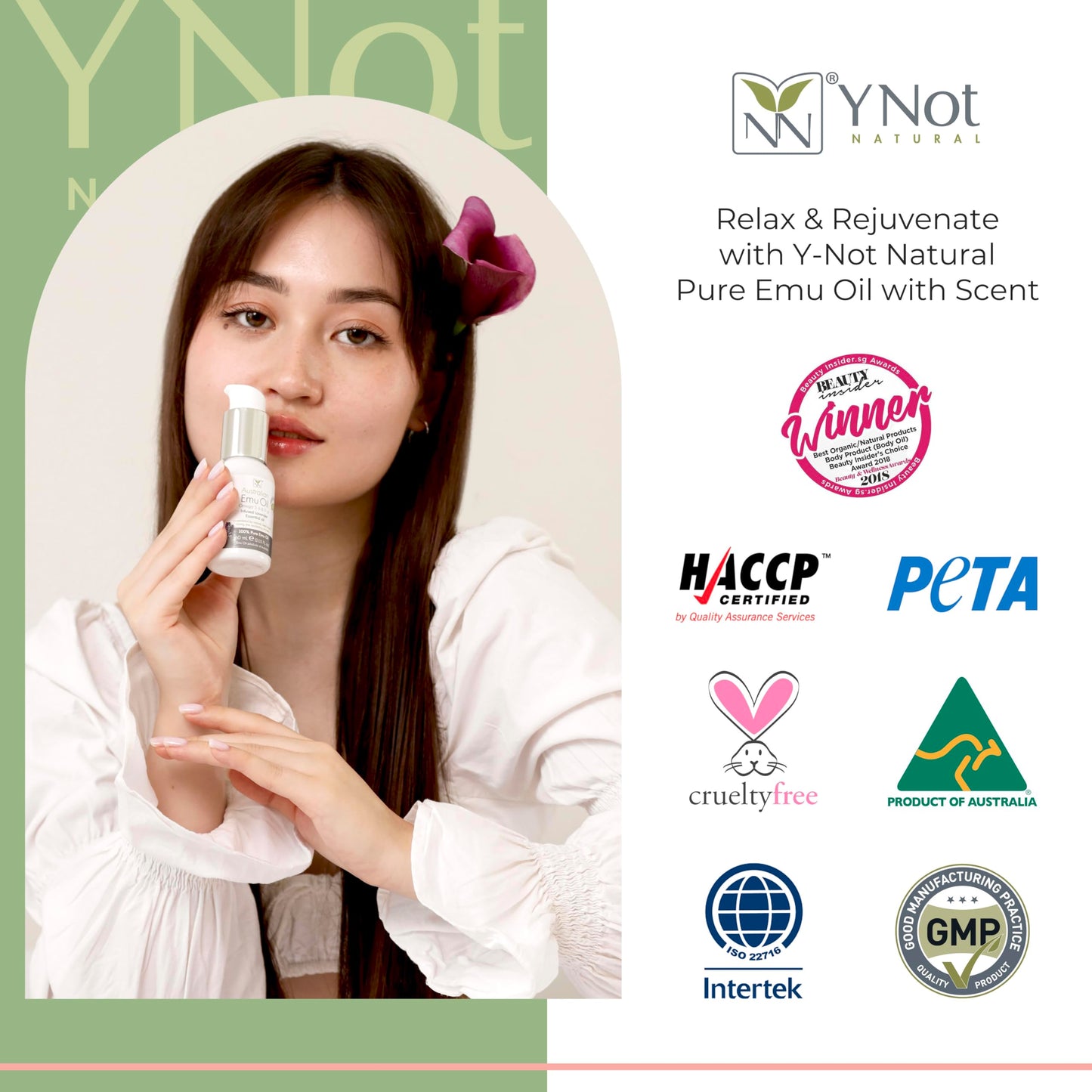 Y Not Natural Pure Emu Oil - Organic Moisture for Face, Body, Hair, Scalp & Nails - Rich in Omega 3-6-9, Vitamins & Essential Minerals - Australian Emu Oil (60ml) 2.03 fl oz - Sandalwood