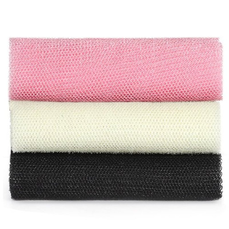 African Exfoliating Net,JASSINS African Sponge Net,Body Exfoliating Long Net Shower Body Scrubber Back Scrubber Skin Smoother（Black+White+Pink）