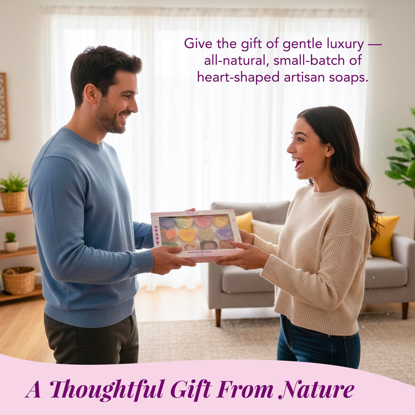 Saavy Naturals Hydrating & Purifying Mini Soap – Plant-Based, Nourishing & Moisturizing Bar Soap Gift Set for Men & Women – Mini Heart Shaped Artisan Bar Soaps, 10 pack