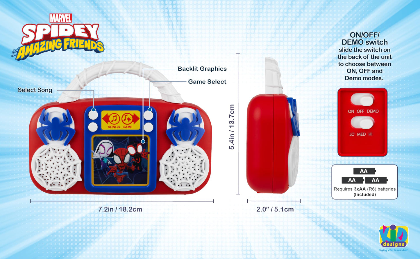 Spidey and His Amazing Friends Toy Music Player, Toddler Toy for Ages 3+