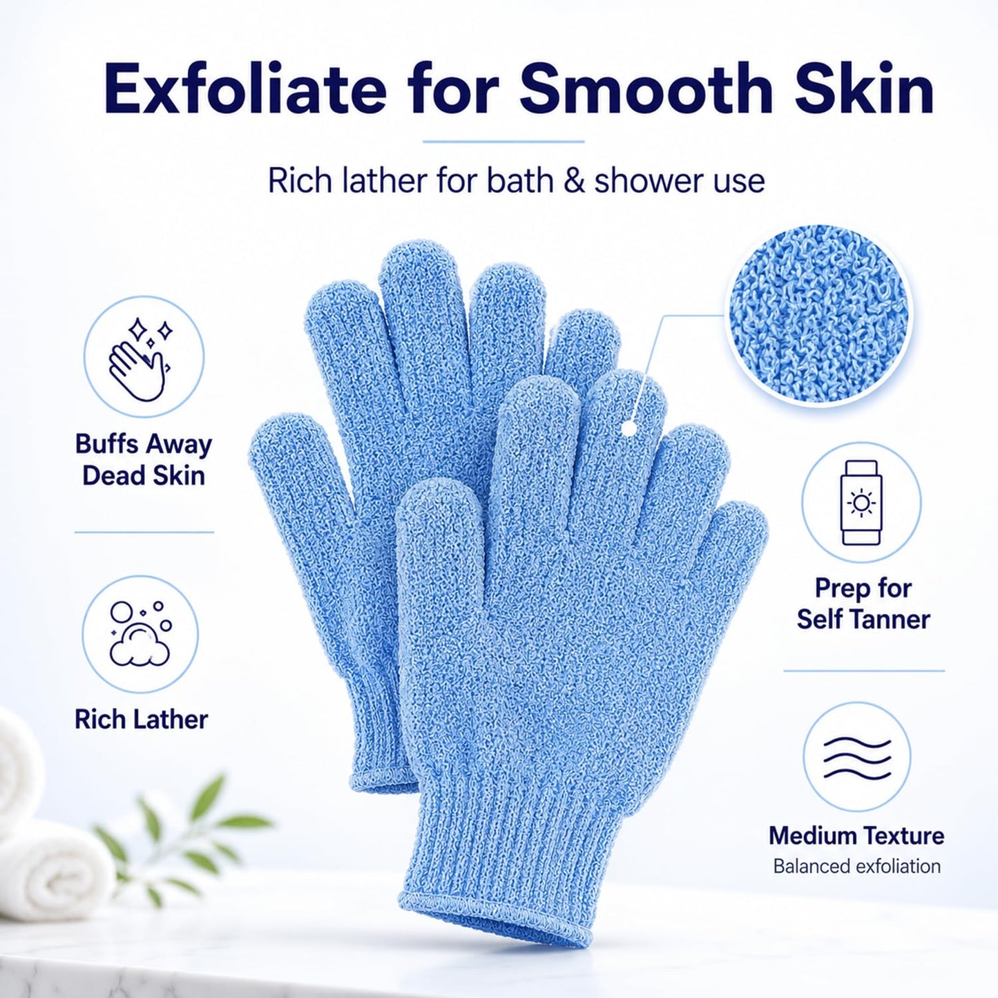 ATB 4 Pairs Exfoliating Gloves - Premium Scrub Wash Mitt for Bath or Shower - Luxury Spa Exfoliation Accessories for Men and Women