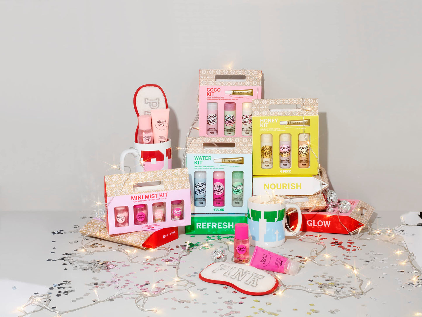 Victoria's Secret PINK Honey Body Care Gift Set: Honey, Honey Lavender, Honey Ginger Mini Lotions & Lip Mask