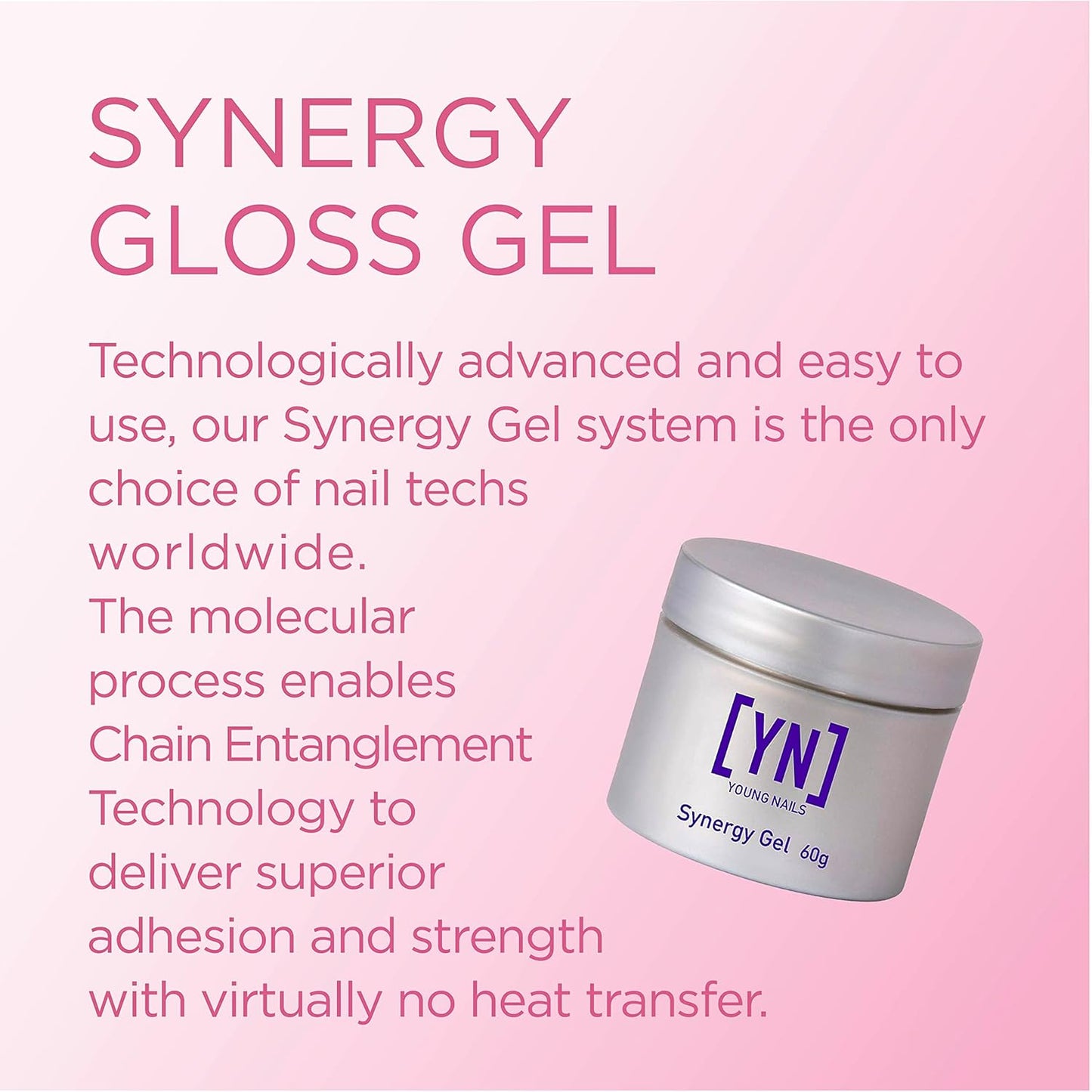 Young Nails Synergy Clear Gloss Finishing Gel - Builder Top Coat for Superior Adhesion & Strength, 15g