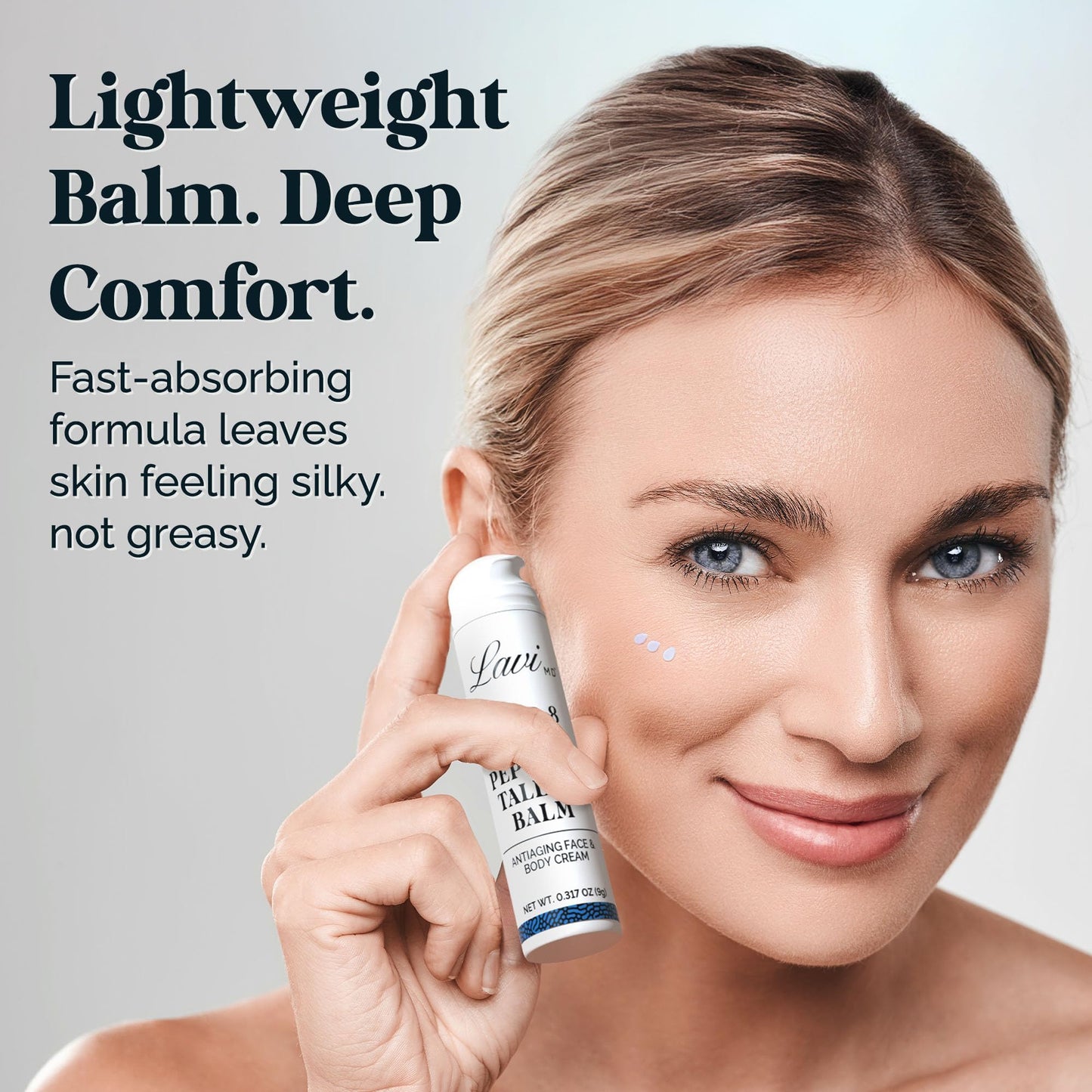 LaviMD Grass-Fed Beef Tallow Balm for Face and Body – Whipped Moisturizer Vitamin E – Hydrating, Skin-Firming and Age-Defying (0.3 oz, Peptide SNAP-8 Tallow Balm)