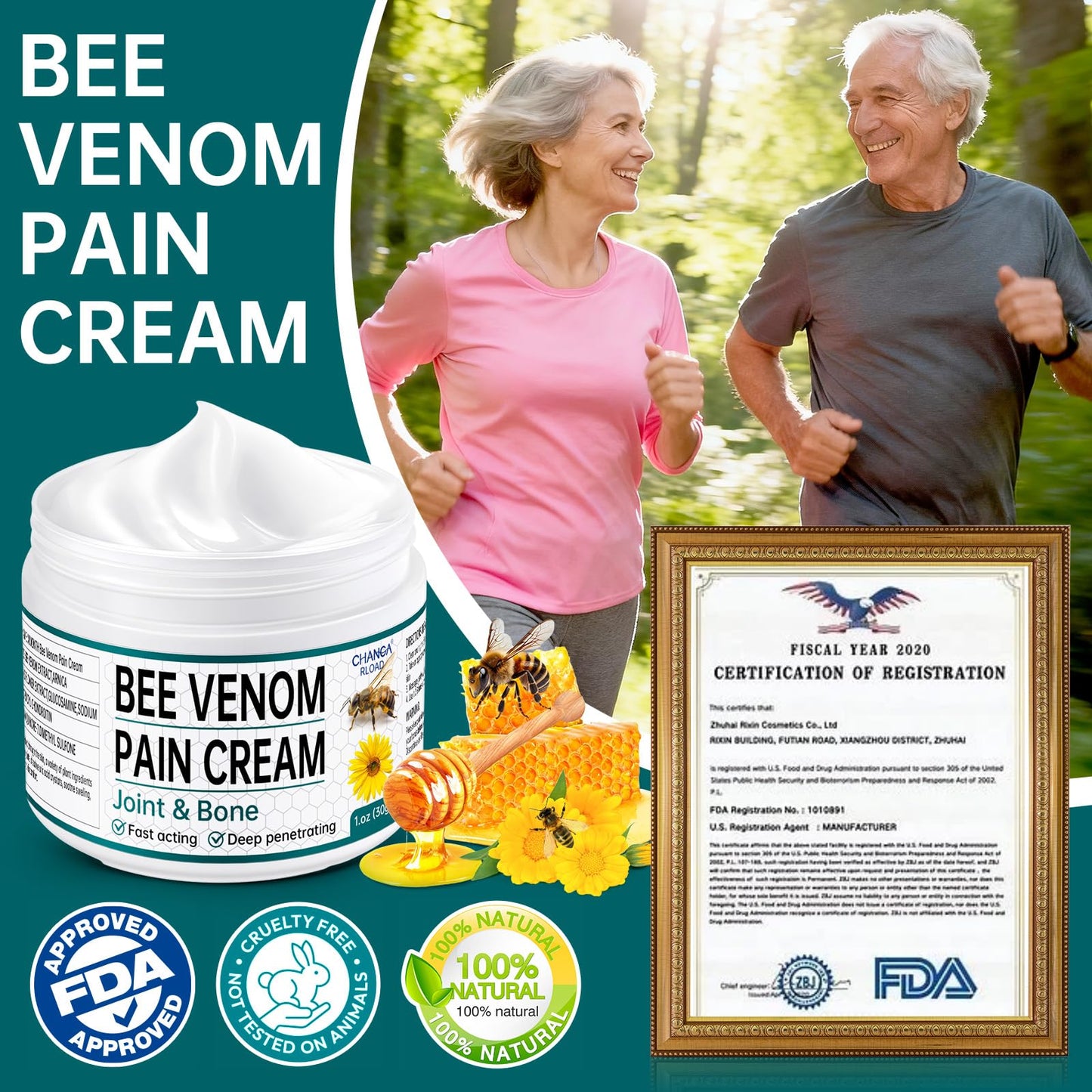 CHANGARLOAD New Zealand Bee Venom Cream for Body Part, 2 PCS Specially Selected Bee Venom Cream, Designed for Daily Care of Back, Neck, Hands, and Feet, Comfortable Care Experience
