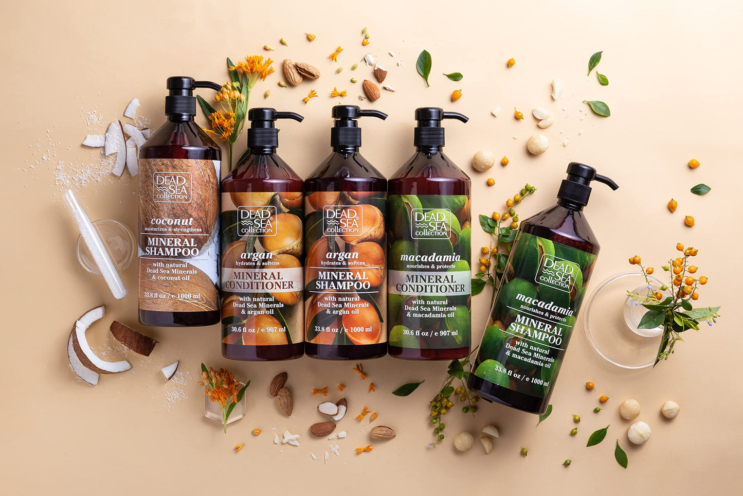 Dead Sea Collection Shampoo and Conditioner Set with Argan Oil – Hydrating Softening Hair Products with Dead Sea Minerals for All Hair Types – Set of 2 Bottles (33.8 & 30.6 Fl. Oz.)