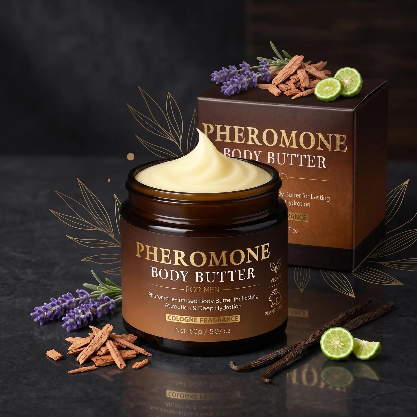 VOSETOKELA Pheromone Body Butter for Men, Cologned Skin Body Cream with Shea Butter, Cocoa Butter & Coconut Oil, Non-Greasy, Long-Lasting Scent, Alcohol-Free, Vegan, 5 oz (1 pack)
