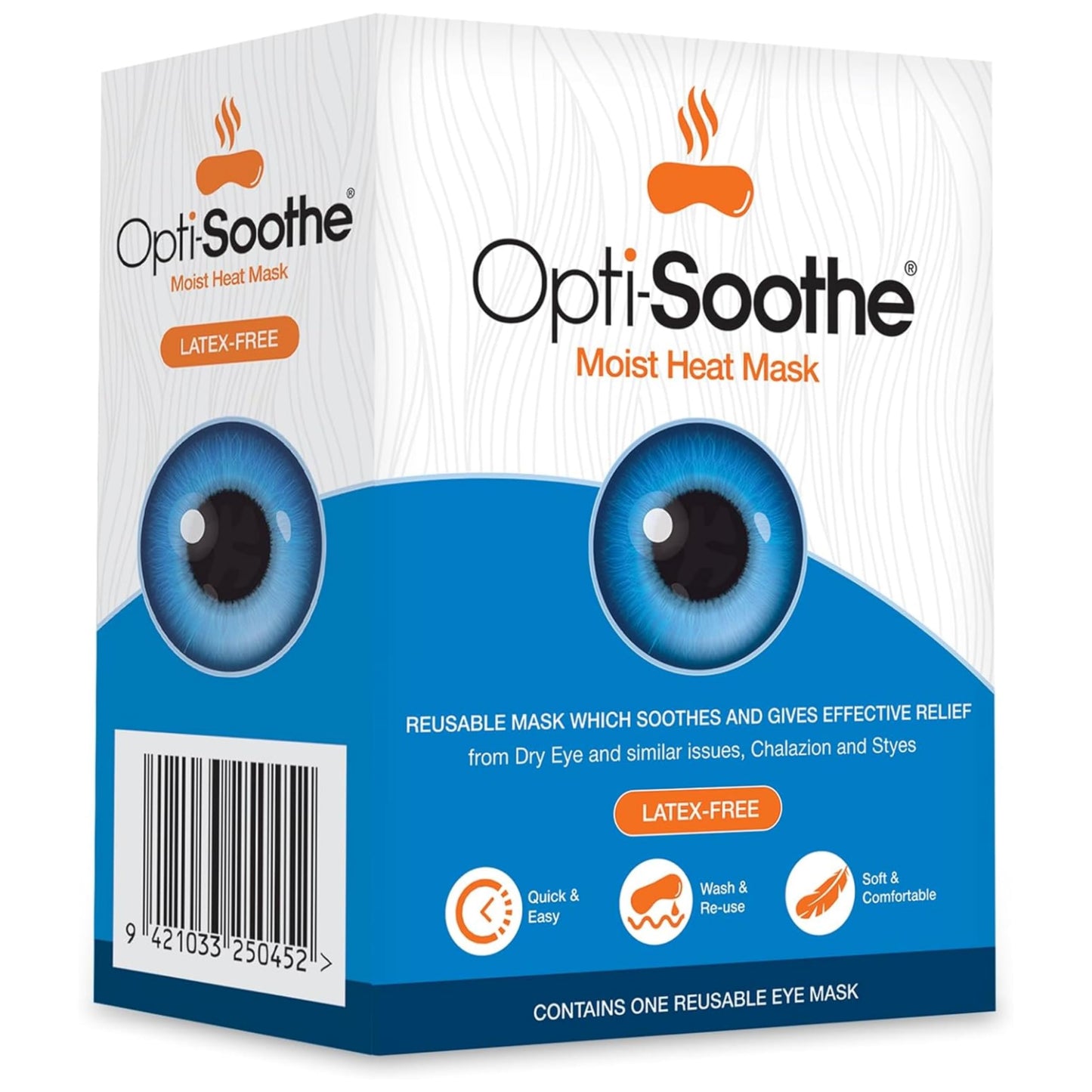 Opti-Soothe Moist Heat Eye Mask, Reusable Hot & Cold Beaded Compress for Dry Eyes, Puffiness, Stye & Eye Strain Relief, Adjustable Comfort Fit