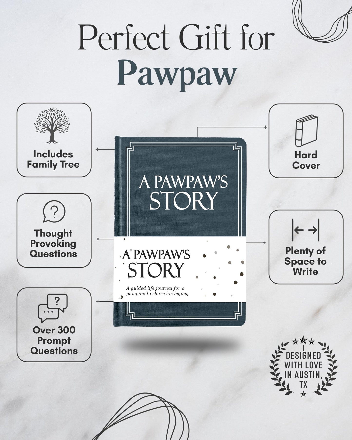 Pawpaw's Life Story Journal (Hardcover): A Meaningful Keepsake for Pawpaw to Share His Journey and Memories, Book Includes 250+ Prompt, Sentimental Gift for Father's Day, Birthday & Christmas
