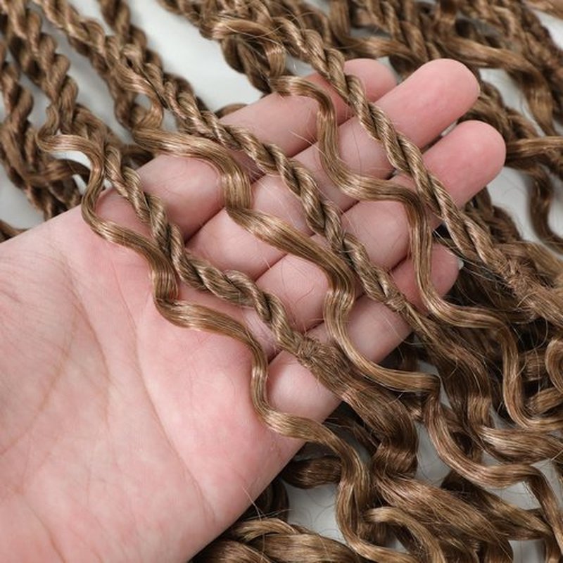 Goddess Twist Braids Crochet Hair With Curly Ends Senegalese Twist Braids Crochet Braids 6 Packs Mix brown blonde Crochet Braids Synthetic Braiding Hair Extension for Black Women (14inch, M30/27)