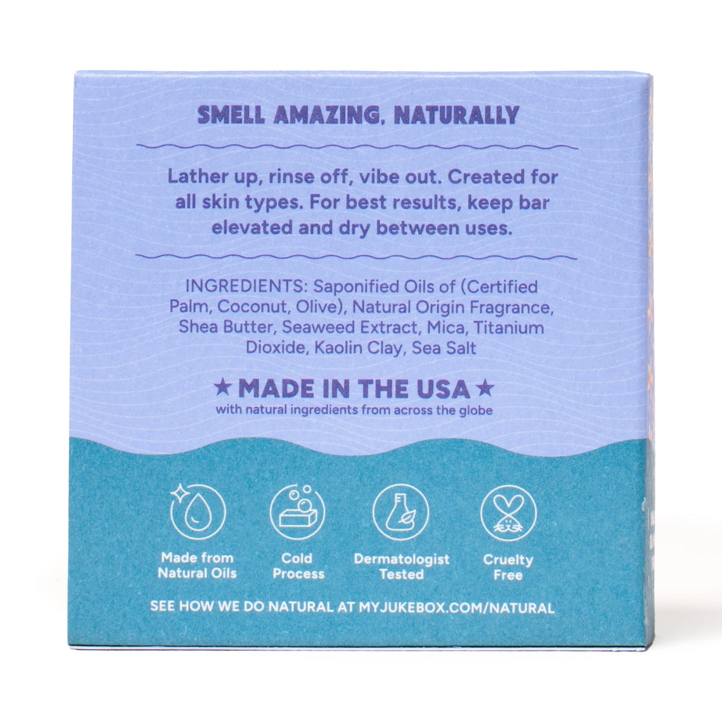 JUKEBOX Natural Women’s Bar Soap – Creamy Lather – Shower & Bath Soap, Crafted Using Cold Process With Natural Oils – No Harsh Ingredients – Sky Blue Malibu, 5oz