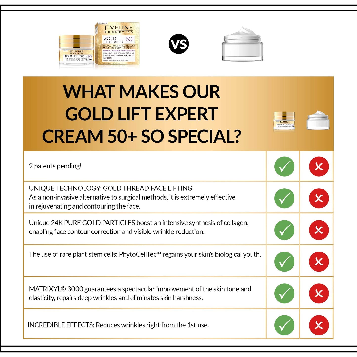 Gold Lift Expert Luxurious Multi Nourishing Cream Serum with 24k Gold Ages 50 and Above