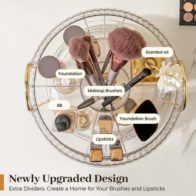 Aveniee 360° Rotating Makeup Organizer, Perfume Skincare Bathroom Countertop Vanity Organizers, Clear 3 Tier Spinning Skincare Storage Organizer for Lipstick Cosmetic Makeup Brushes Lotion(White)