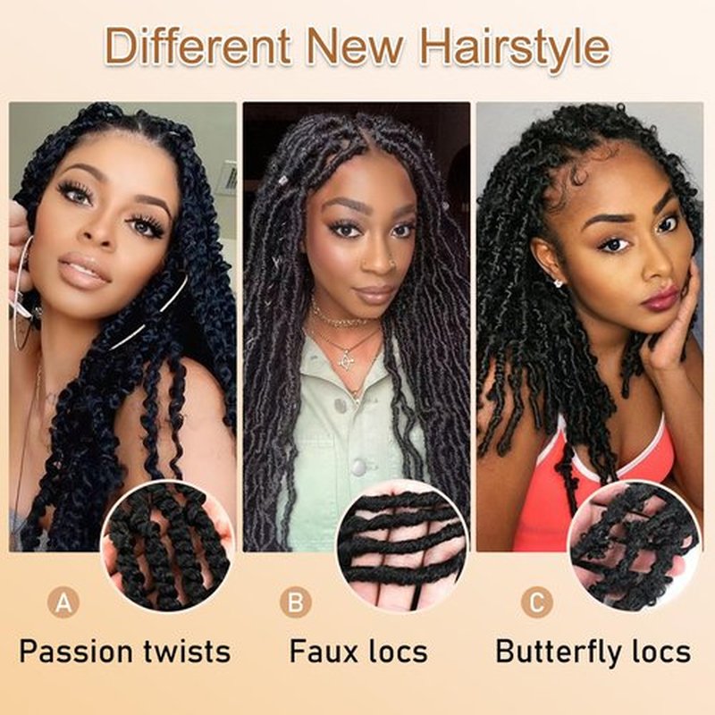 Roalnce Passion Twist Crochet Hair Pre-twisted Hair Extensions Pre Looped Synthetic Braids for Black Women 8 Packs 8 Packs 12 Inch