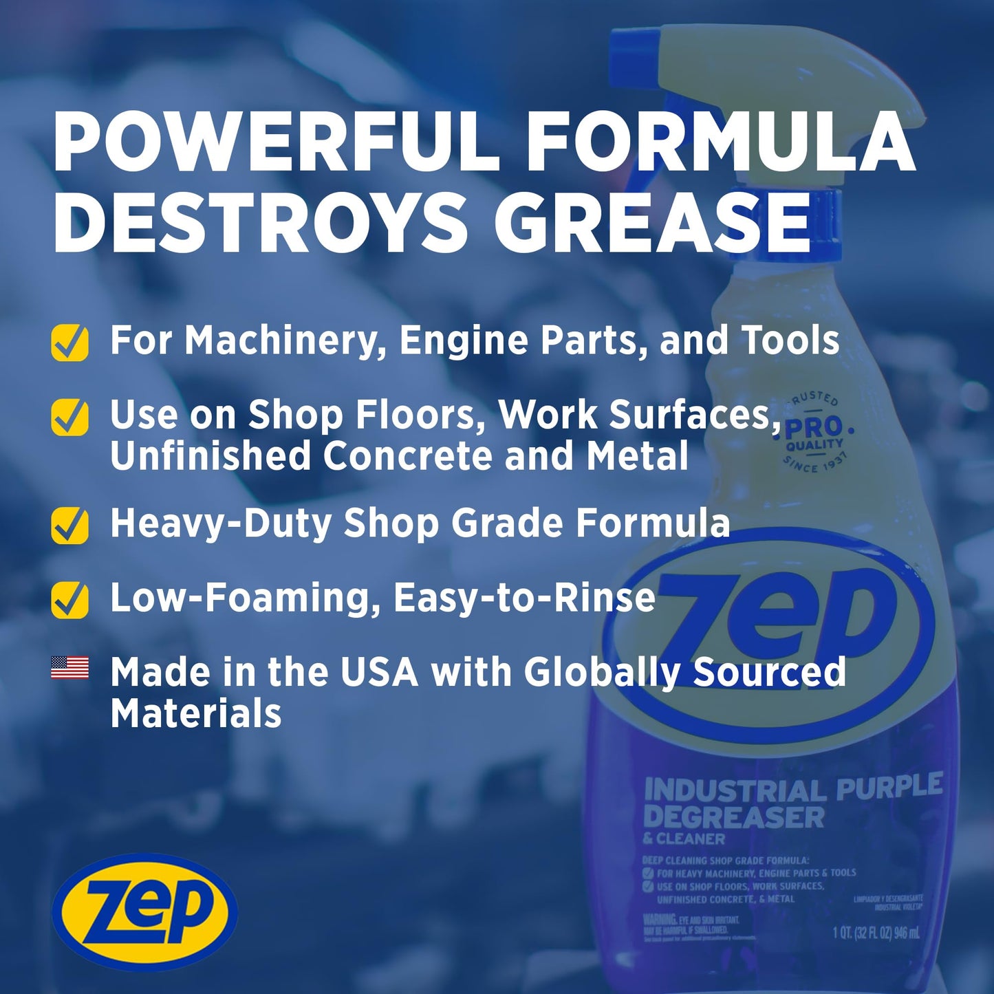 Zep Industrial Purple Cleaner and Degreaser Concentrate R42310 -Easy To Rinse Formula