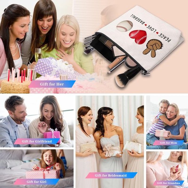 CEASQVAA Baseball Gifts Makeup Cosmetic Bag for Women, Baseball Coach Gifts, Birthday Friendship Gifts Team Gifts for Baseball Lovers Players Fans