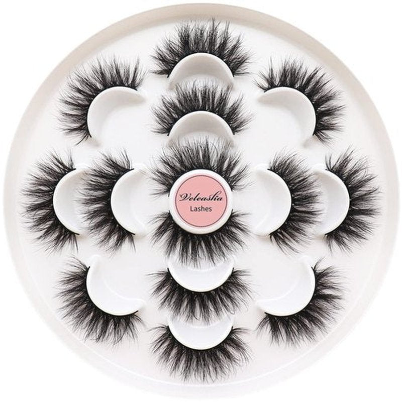 Veleasha Lashes 5D Faux Mink Lashes False Eyelashes Fluffy Dramatic Eye Lashes Wispy Fake Lashes Luxurious Volume Fake Eyelashes 7 Pairs Pack (601)