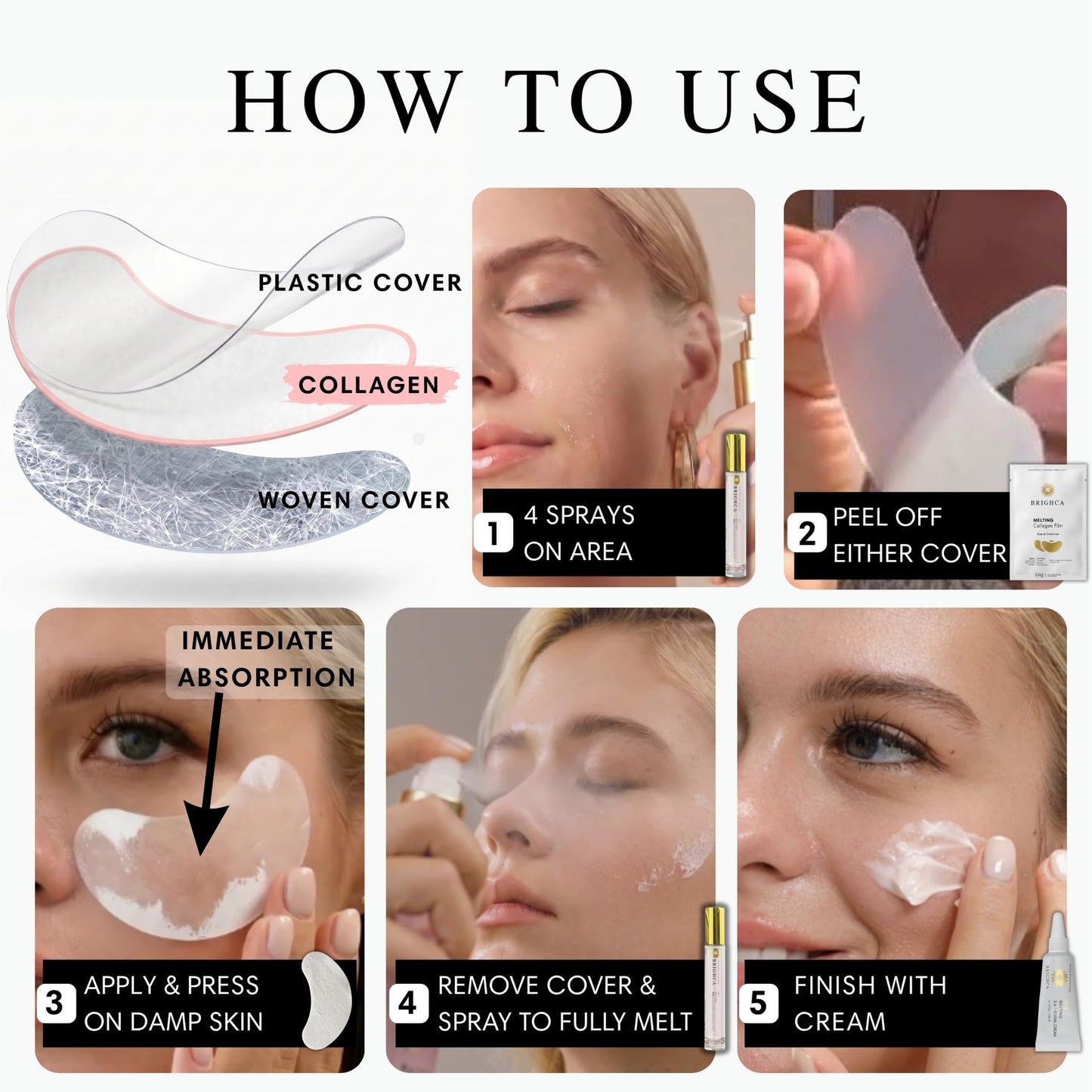 BRIGHCA Collagen Melting Mask Trial Set - Anti-Aging Routine with Melting Mask, Mist & Cream | Firming, Wrinkle Repair, Deep Hydration - All Skin Types