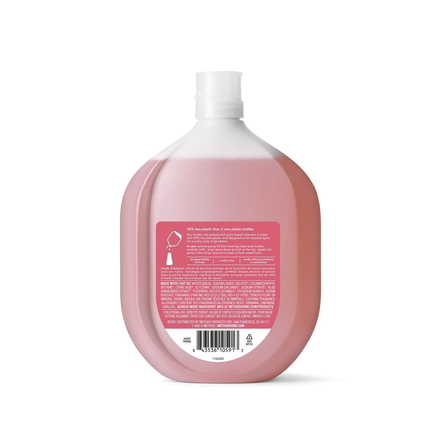 Method Foaming Hand Soap, Refill, Pink Grapefruit, Recyclable Bottle, Biodegradable Formula, 28 oz, (Pack of 2)