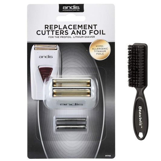 Andis Pro Shaver No.17155 Replacement Titanium Foil Assembly and Inner Cutters, With a Bonus BeauWis Blade Brush
