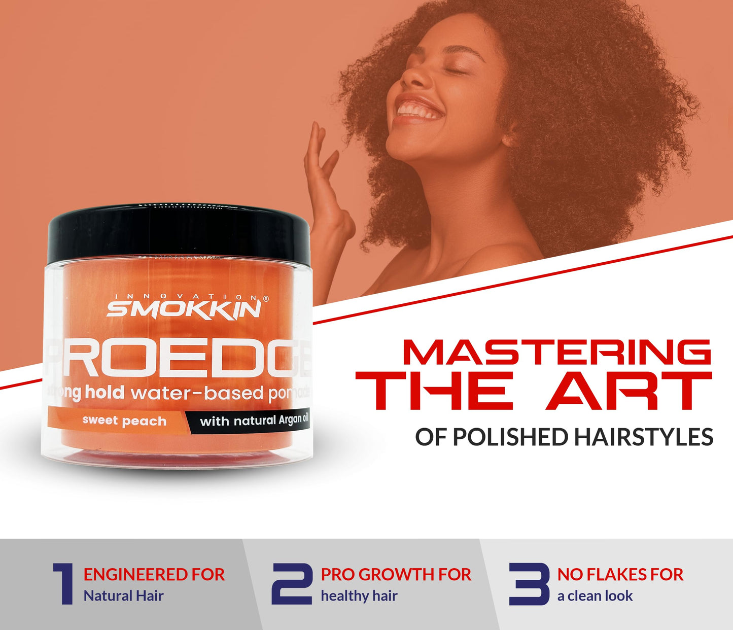 INNOVATION SMOKKIN Pro Edge Hair Styling Gel - Type Free Alcohol Free, Stylish Hair Gel with Strong Water Based Pomade (Sweet Peach 4 Fl oz)