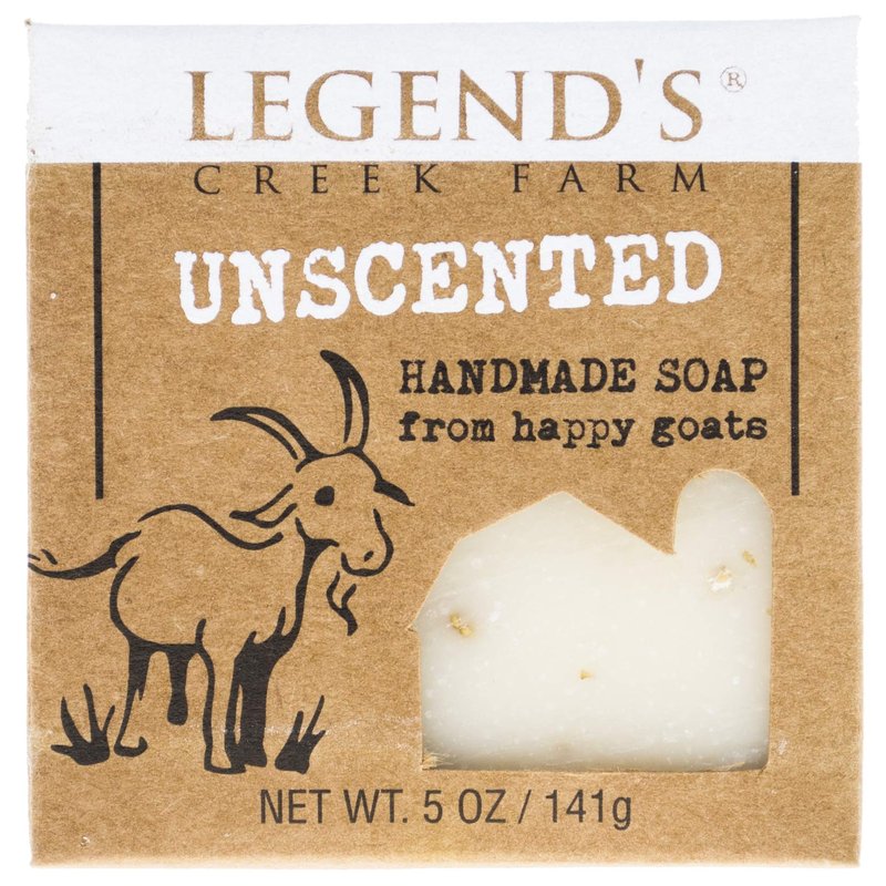 Legend's Creek Farm Goat Milk Soap - Cleansing Moisturizing Bar for Hands and Body - 5 Oz Creamy Lather, Nourishing, Gentle Natural Soap for Sensitive Skin, Handmade in USA (Unscented, Pack of 1)