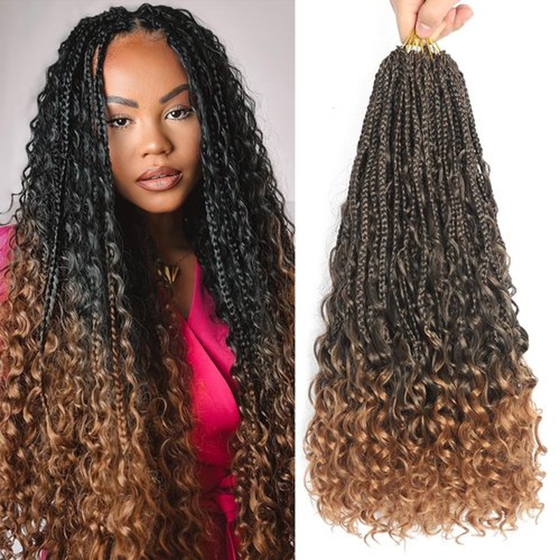 Goddess Box Braids Crochet Hair 18inch Boho Crochet Braids Crochet Box Braids Box Braids Crochet Hair 8 Packs Crochet Hair for Black Women (18 Inch,T30)