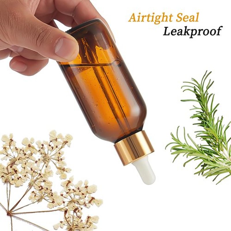 Bastelica Amber Glass Dropper Bottle 4 oz, Tincture Bottles with Dropper, Golden Cap Essential Oils Bottles for Health, Personal Care & Beauty - 4 Pack