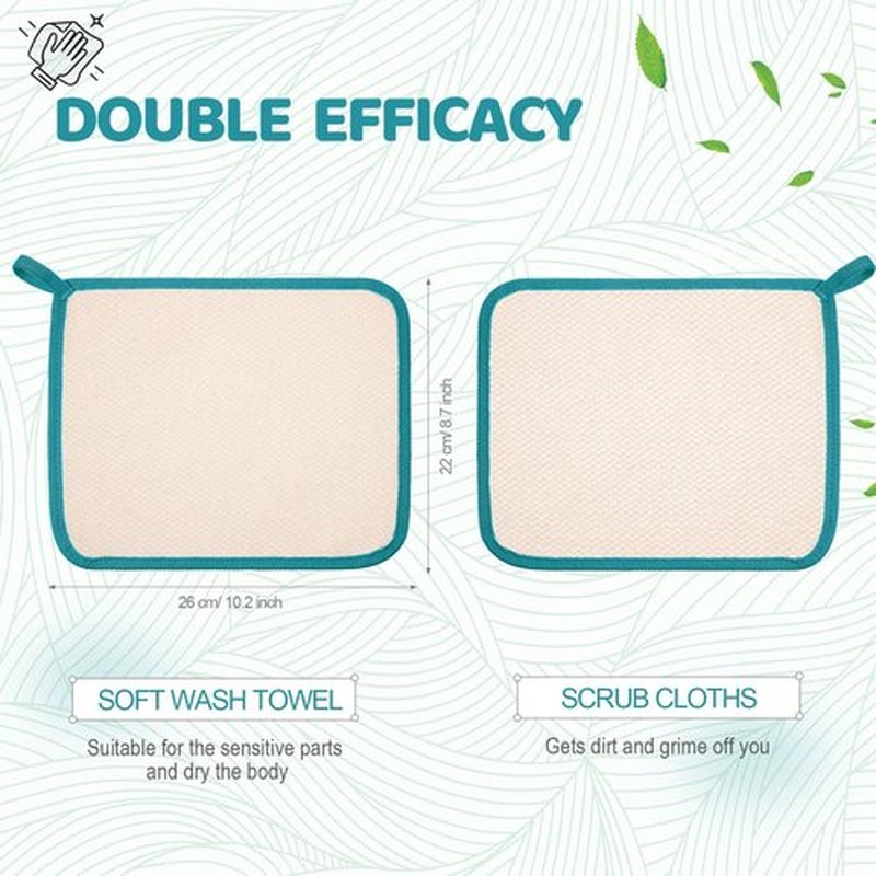 Tatuo 5 Pcs Exfoliating Face and Body Wash Cloths Towel Weave Bath Cloth Exfoliating Scrub Cloth Massage Bath Cloth for Women and Men, 10.63 x 9.05 Inch (Black Green Orange Blue Yellow Edge)