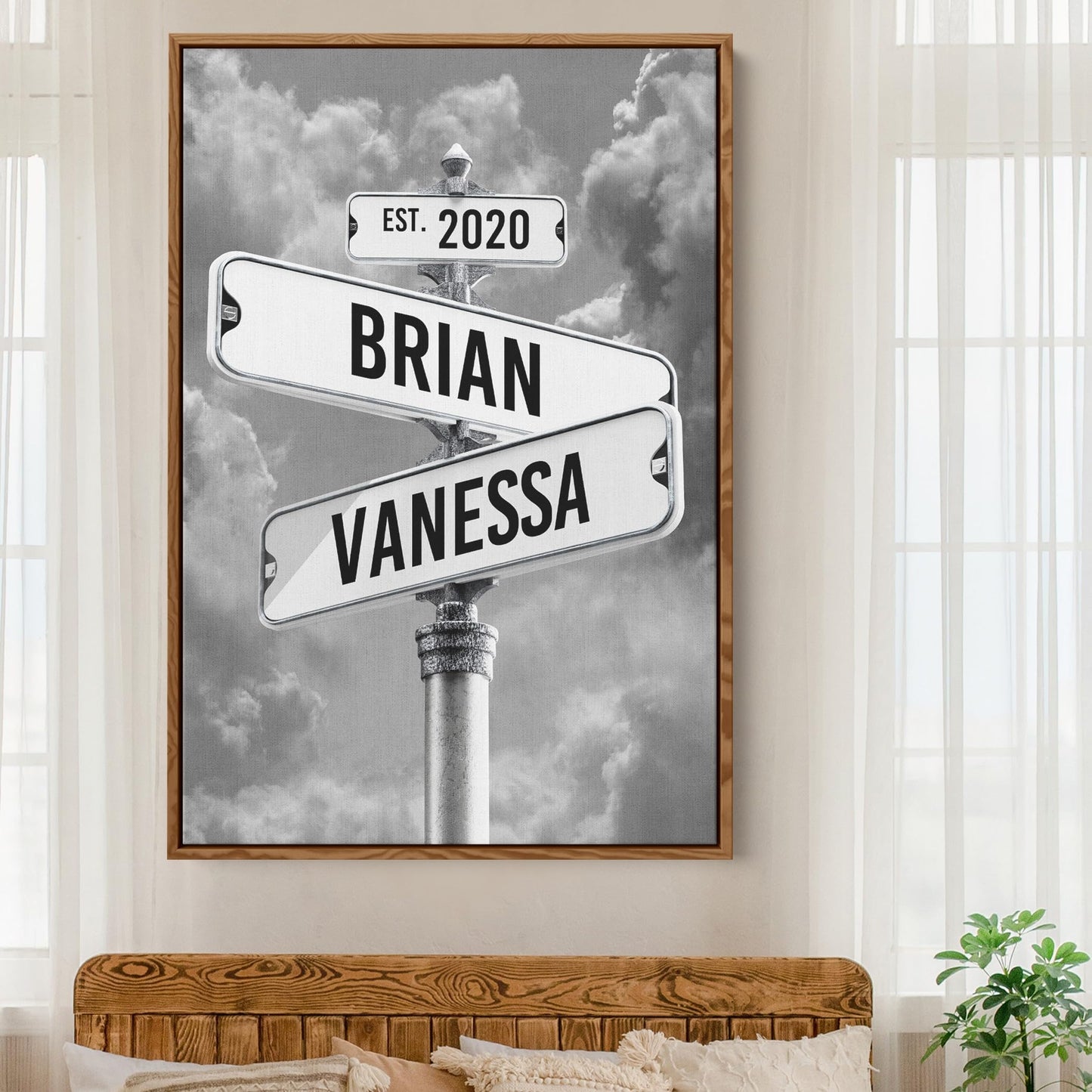 Personalized Canvas Gifts For Couples - Custom Vintage Street Sign Name And Date Canvas Poster Print, Christmas Gifts, Valentines Day, Wedding Gift - Gift Wrapping Available (Style 1)