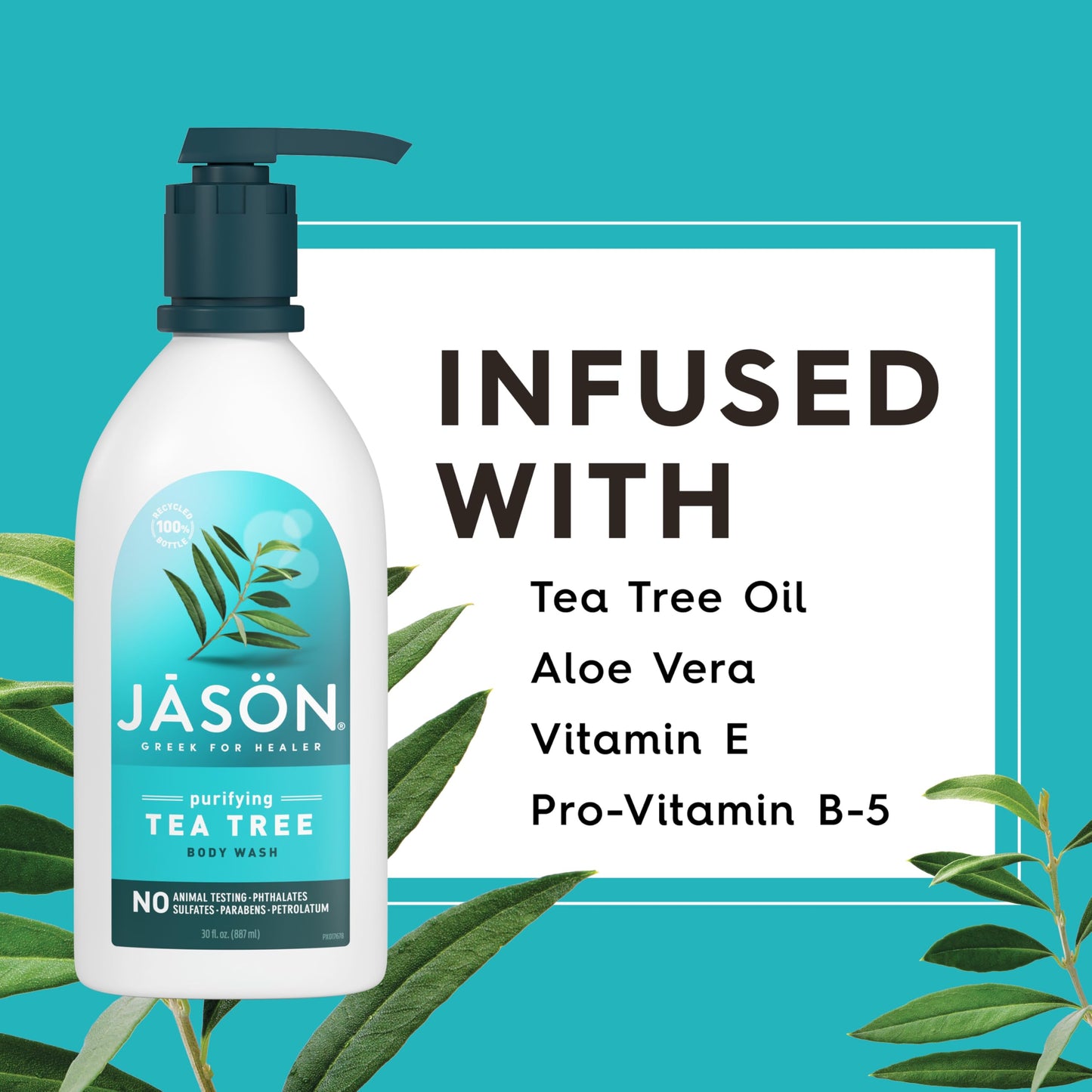 JASON Tea Tree Purifying Body Wash, For a Gentle Feeling Clean, 30 Fluid Ounces