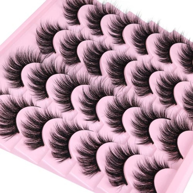 EyeLashes Natural Look 16mm Faux Mink Lashes Fluffy Cat Eye Wispy Eyelashes 6D Volume False Lashes Pack by Kiromiro