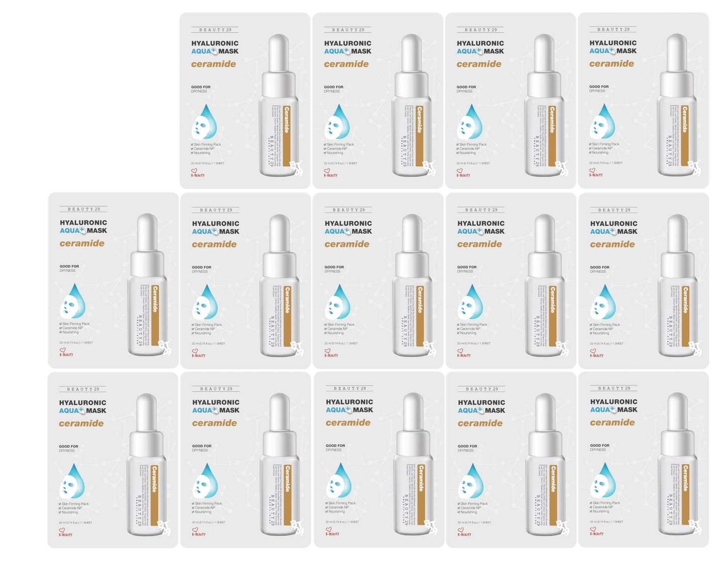 BEAUTY29 Hyaluronic Aqua Plus Essence Full Face Facial Sheet Mask 14 Sheets - 2 WEEKS SET (CERAMIDE)
