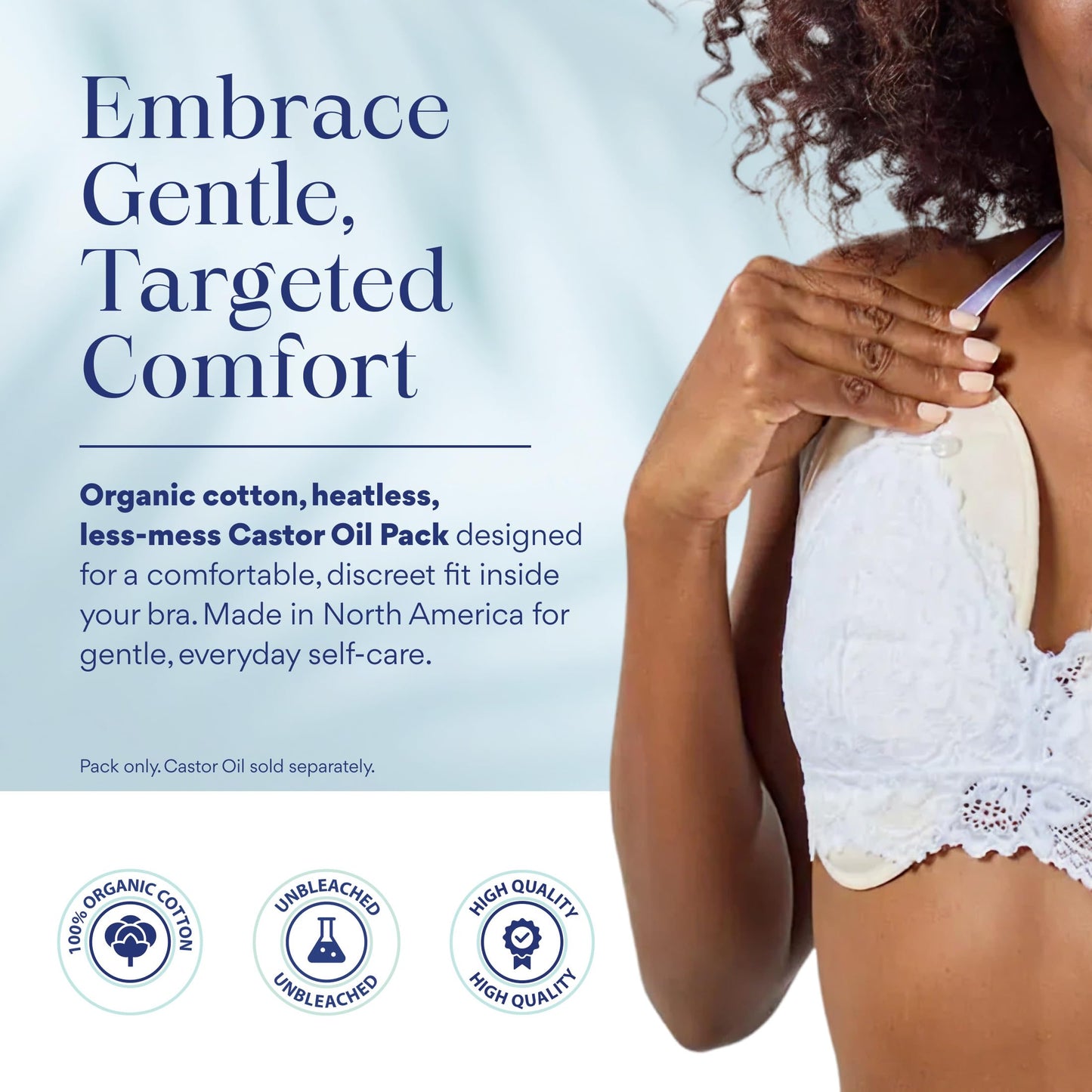 QUEEN OF THE THRONES Castor Oil Pack for Breast (Large) - Heatless, Less-Mess, Reusable - Organic Cotton Flannel, Comfort Fit, Soft Straps & Naturopathic Doctor Designed (Castor Oil Sold Separately)