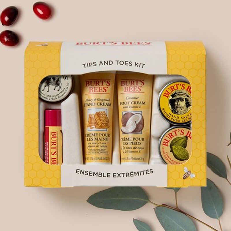 Burt's Bees Easter Basket Stuffers, Tips and Toes Gifts Set, 6 Travel Size Products in Gift Box & Overnight Intensive Lip Treatment, 0.25 oz - Moisturizing, Restorative