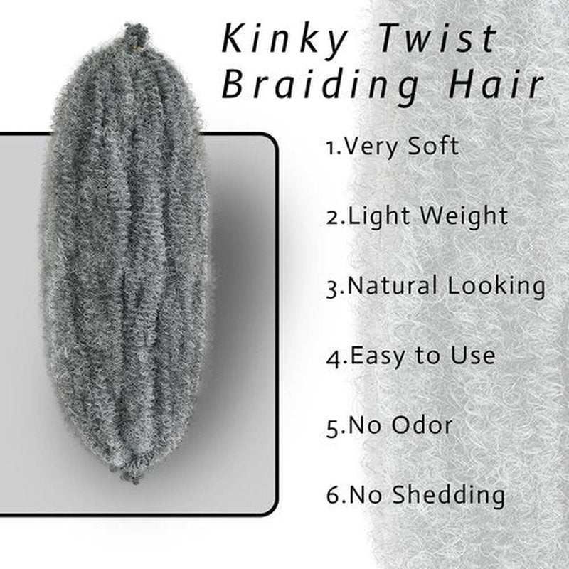 Marley Hair 16 Inch 7 Packs Pre Separated Springy Afro Twist Hair Mixed Grey Marley Twist Braiding Hair Pre Fluffed Spring Twist Hair Synthetic Curly Braiding Hair Extensions for Women (16 Inch,Mgray)