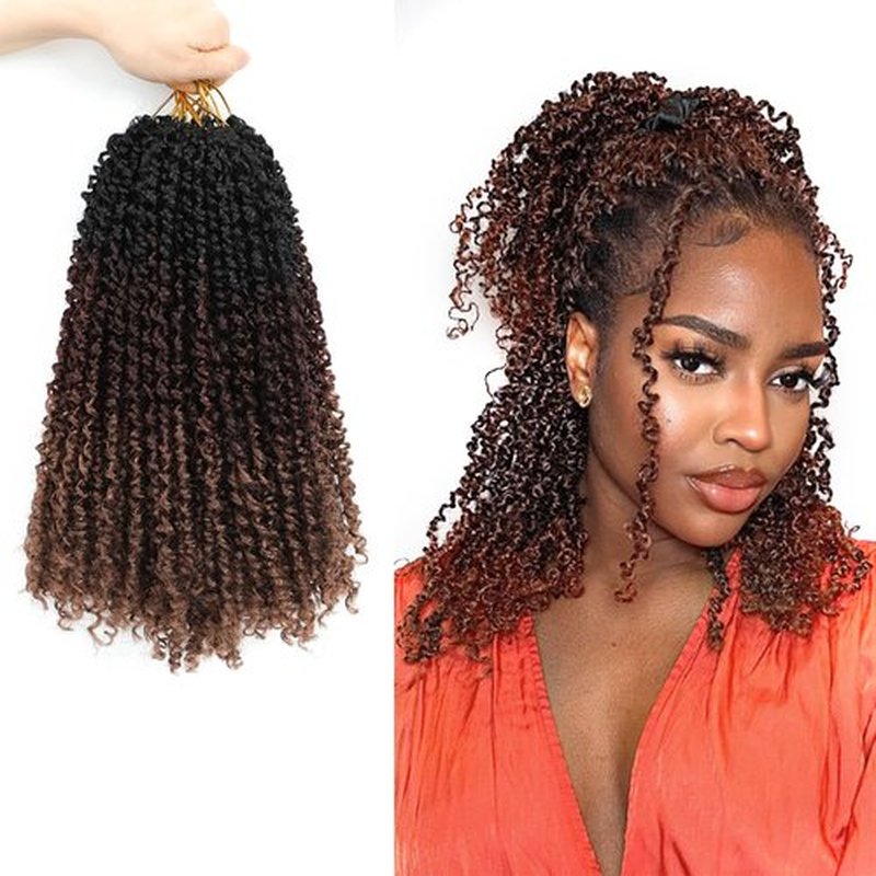Passion Twsit Hair 12 Inch - 1B/33/30 Yankee Twist Crochet Hair 10Packs Passion Twist Braiding Hair Prelooped Mini Spring Twist Crochet Hair for Black Women(12 Inch,1B/33/30)