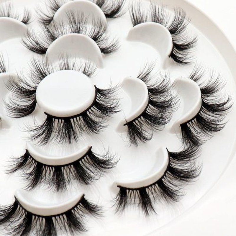 Veleasha Lashes 5D Faux Mink Lashes False Eyelashes Cat Eye Lashes Handmade Eye Lashes Wispy Fluffy Fake Lashes Luxurious Eyelashes Natural Look Volume Spike Fake Eyelashes 7 Pairs Pack (808)
