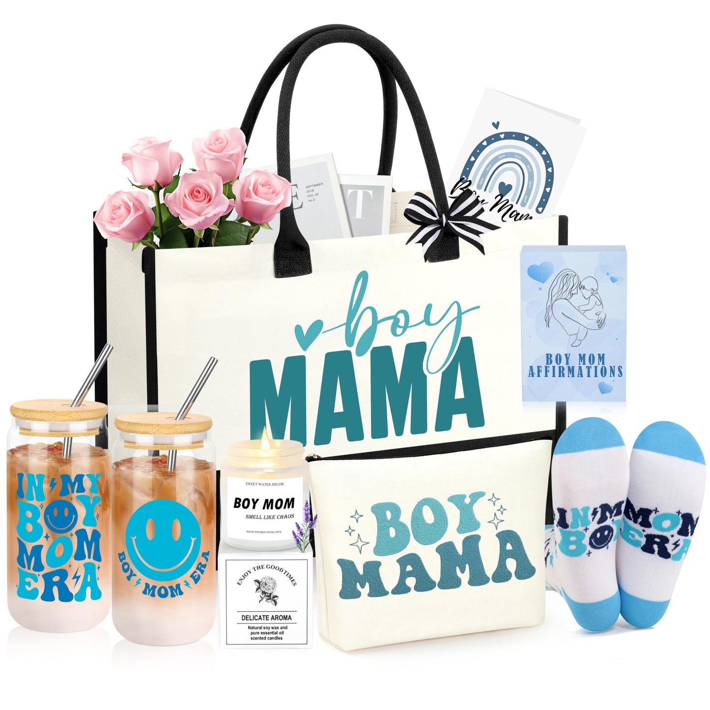 New Boy Mom Gifts, First 1st Mothers Day Birthday Gifts for New Mom Set of 7