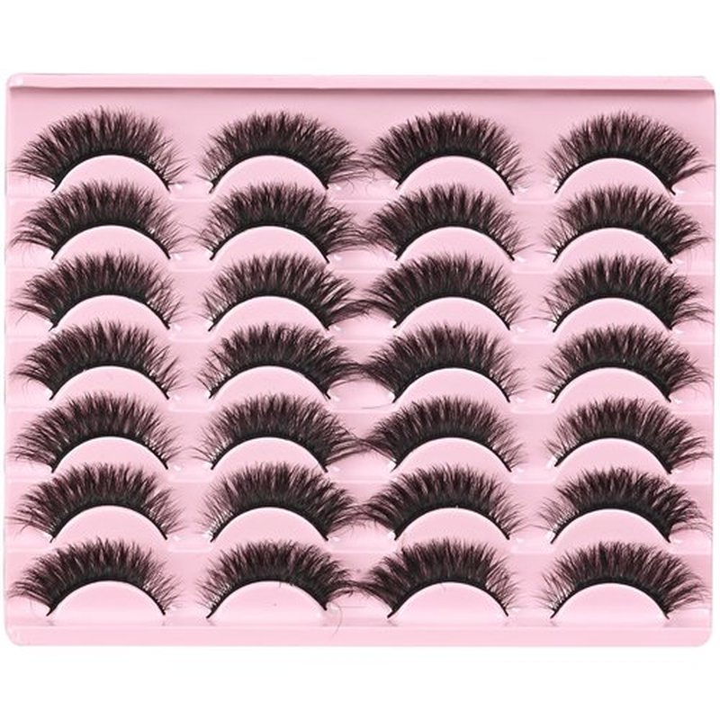 FARRED Natural Lashes Short Eyelashes Wispy False Mink Lash Pack 14 Pair Fluffy Cat Eye Strip Eyelash that Looks Like Extensions Small Fake Lashes for MUA and Beginners Daily Makeup (F14 | 8-15mm)