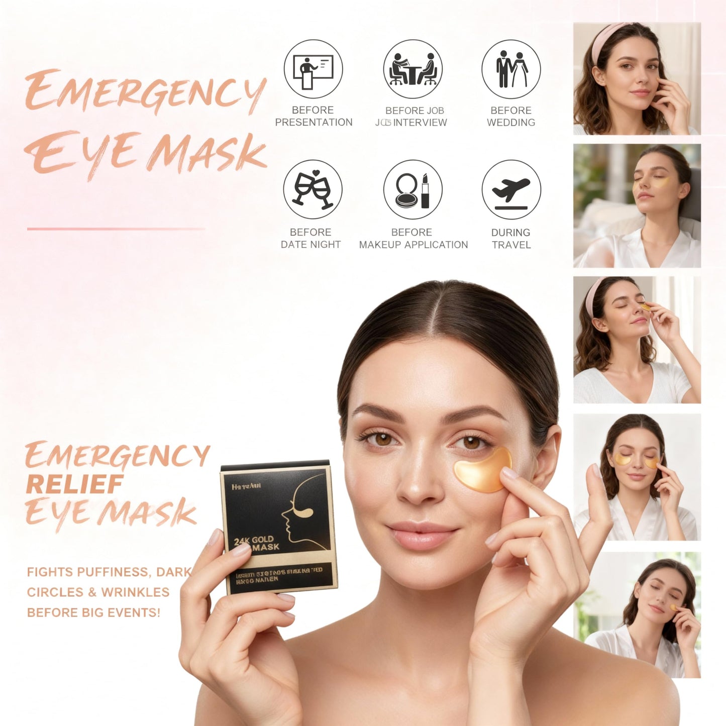 Yozeemmy 24K Gold Under Eye Patches for Dark Circles & Puffiness – 20 Pairs, Collagen & Hyaluronic Acid Gel Pads, Gift For Her,Girlfriend/Wife Valentine Gift,Beauty Gift Set,Romatic Gift For Her.