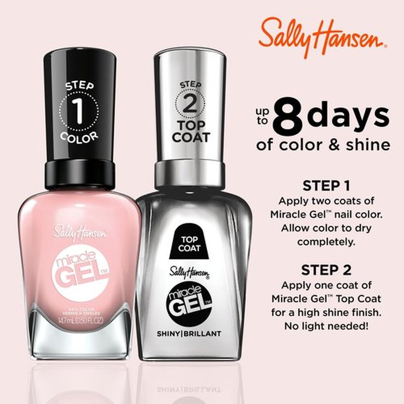 Sally Hansen Miracle Gel™, Regal Rosé, Long Lasting, Gel-Like Formula, No UV Lamp Needed, Pink Nail Polish (Pack of 2)