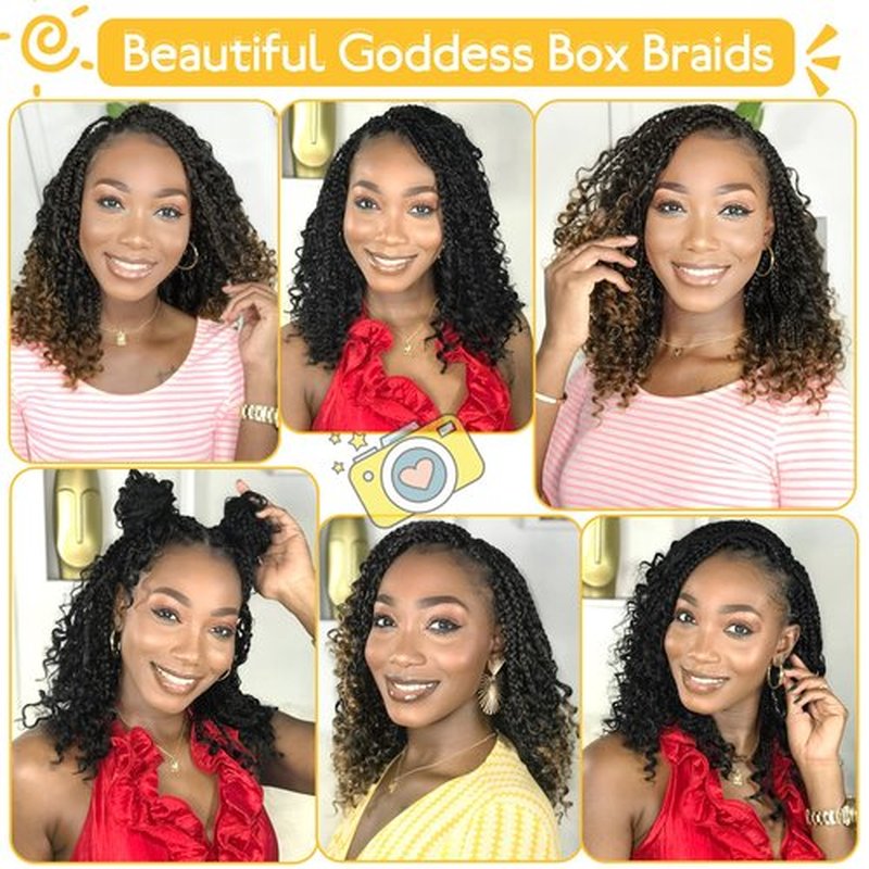 Fulcrum Goddess Box Braids Crochet Hair 12 Inch, 9 Packs Box Braids Crochet Hair for Women, Crochet Braids with Curly Ends (12Inch, 4#)