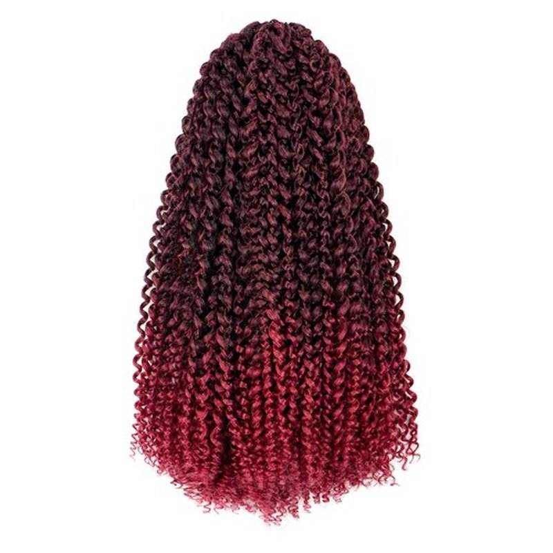 Passion Twist Hair - 18 Inch 7packs Ombre Burgundy Water Wave Crochet Braids Synthetic Braiding Hair Extensions (18 Inch 7Packs, T118)…