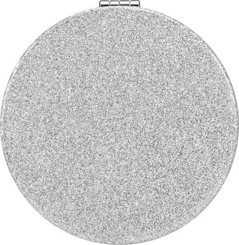 OMIRO 1X/10X(300R) Magnifying Compact Mirror with PU Leather, Ultra-Portable for Purses and Travel, Round Silver