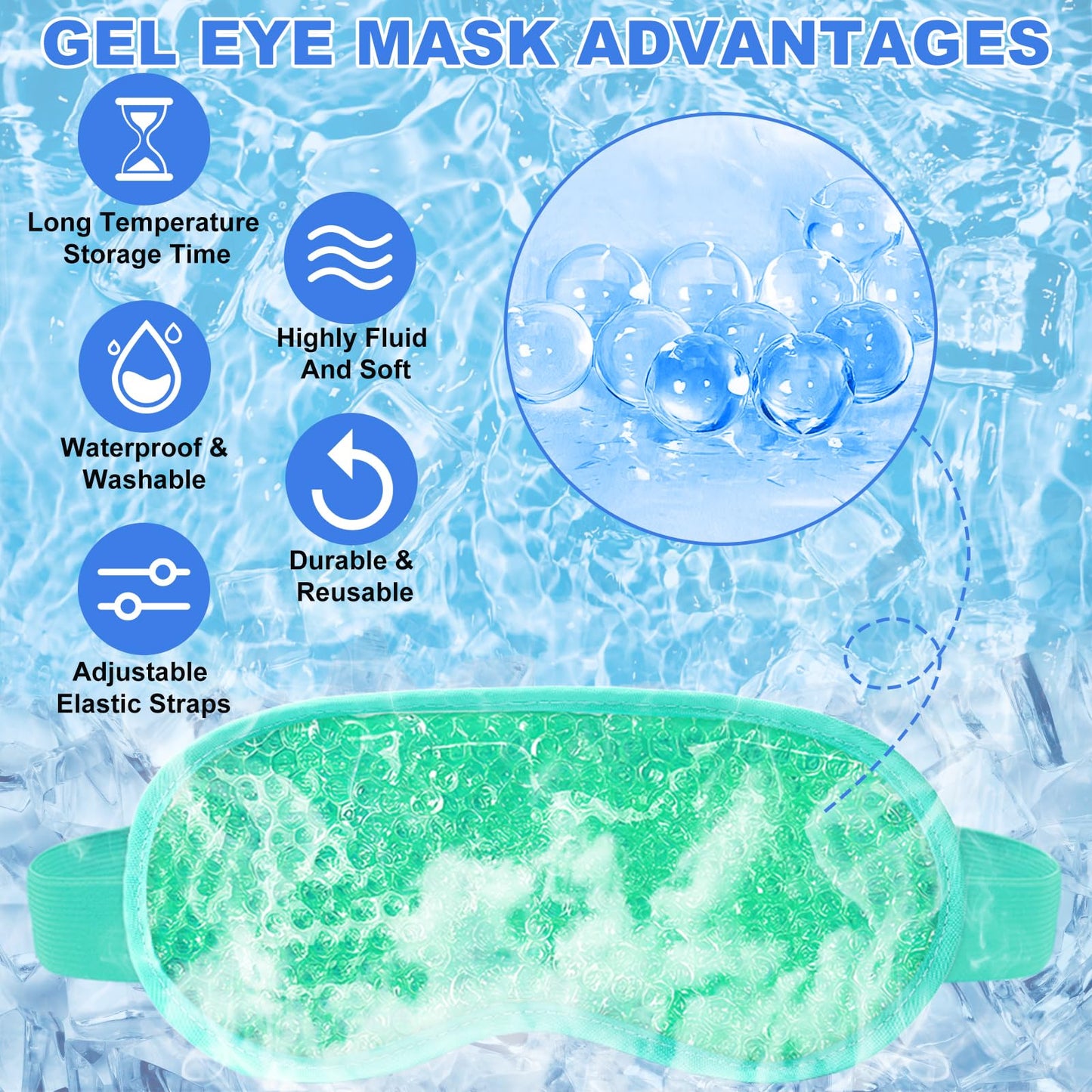 candyfouse 2Pack Cold Cooling Eye Mask, Reusable Hot Colder Therapy Gel Bead with Plush Backing for Puffiness Migraine Stress Relief Skin Care Dry Eyes