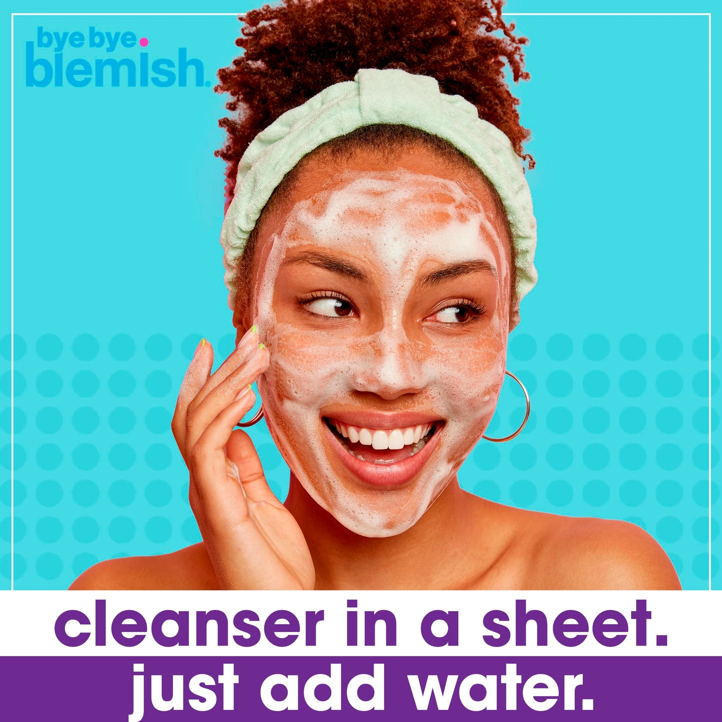 Bye Bye Blemish Dissolving Cleanser Sheets – Witch Hazel Oil-Control Face Wash, Water-Activated Facial Paper Soap for Acne-Prone Skin, Removes Dirt & Excess Oil, 50 pcs