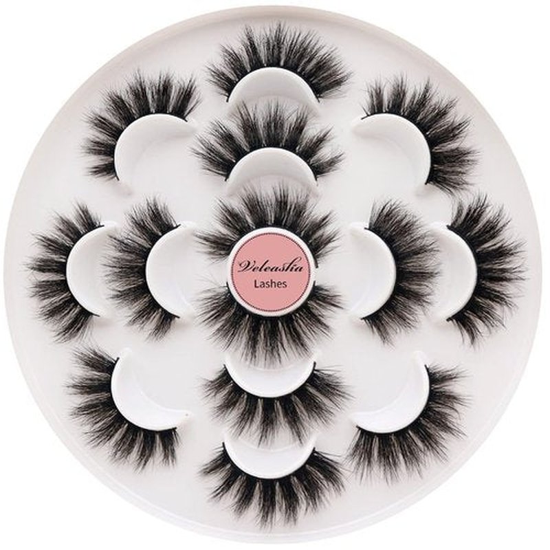 Veleasha Lashes 5D False Eyelashes Handmade Eye Lashes Fluffy Fake Lashes Eyelashes Dramatic Look 7 Pairs Luxurious Volume Fake Eyelashes Pack (801)