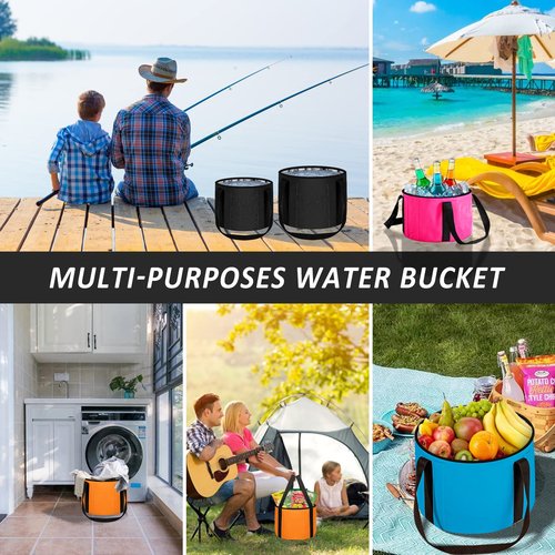 JSVSLTD 2 Pieces Foot Bath Basin 30L Collapsible Bucket, Portable Foot Soak Tub Feet Soaking Bucket for Outdoor Travel, Camping, Fishing（Black)