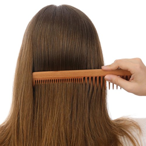 Wide Tooth Wooden Comb | Cepillo Ancho de Madera para Cabello | Natural Hairbrush | Vintage Style Hairbrush | Wood Comb for Gentle Styling | Anti-Static Hair Comb (Sparse and Dense Tooth)